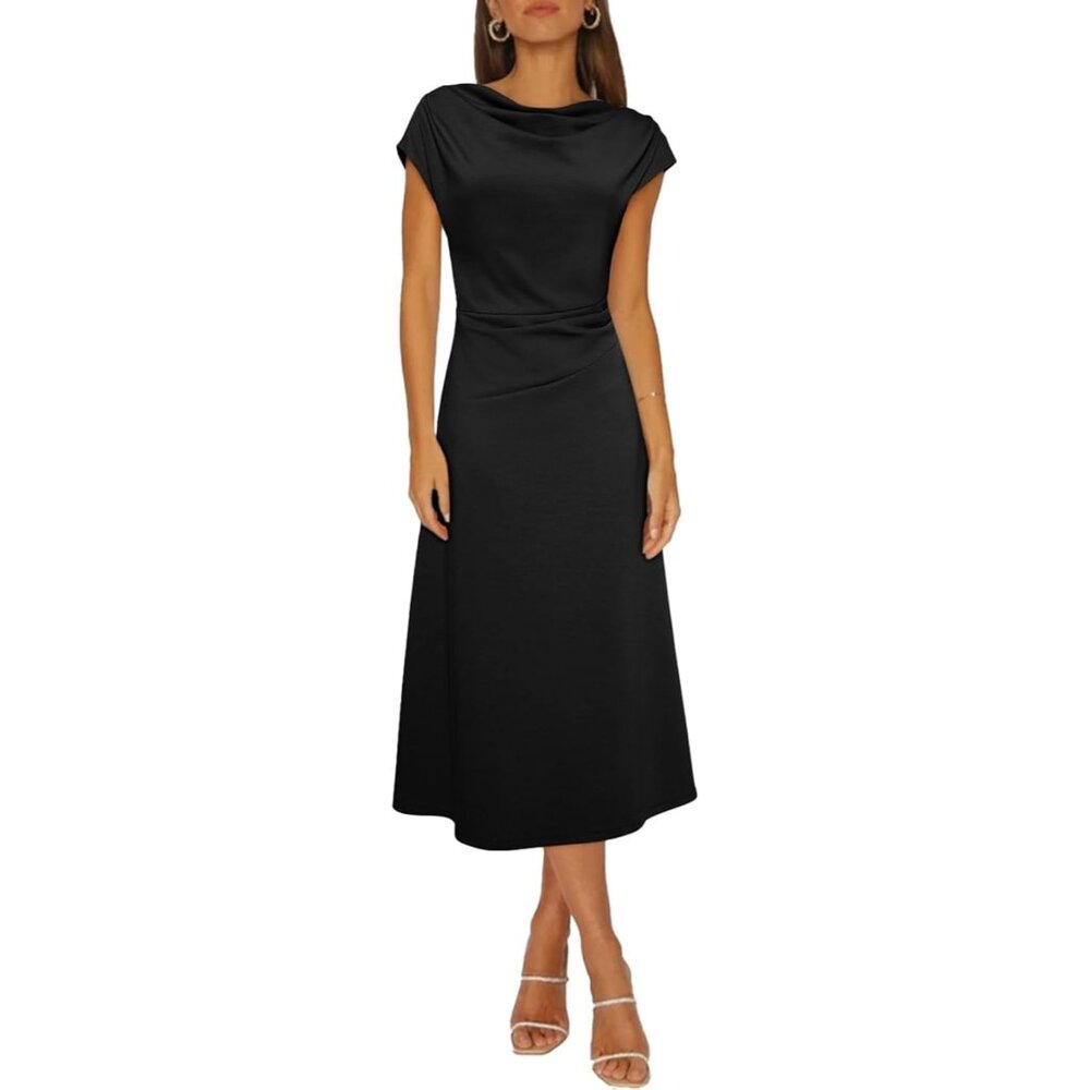 Women Elegant Long Sleeve Cocktail Dress Flowy A-Line Party Prom Attire